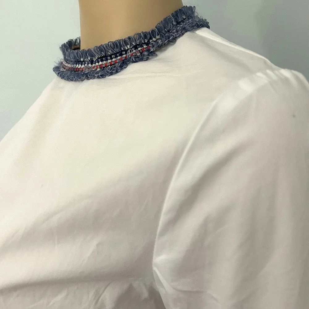 Few Moda White Ruffle Sleeve Boho Top‎ Cotton Blouse Small New - Picture 6 of 10